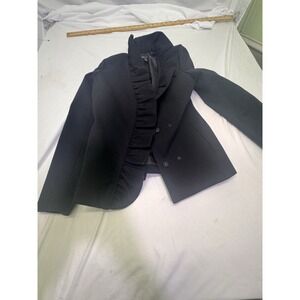 iNC International Concepts Women's Black Solid Ruffle Neck Blazer Jacket Size P8